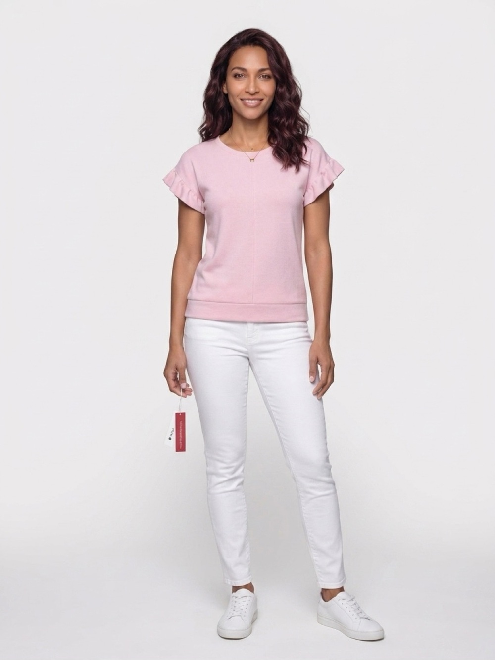 Aqua Girl Bloomingdale's
Exclusive Pink Ruffle Sleeve V-
Neck Top XL